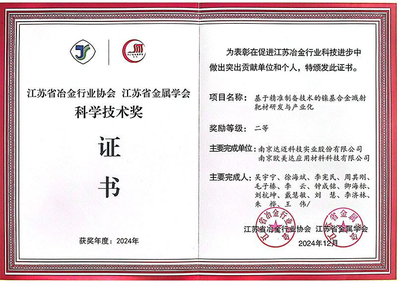 江苏省冶金行业协会科学技术奖